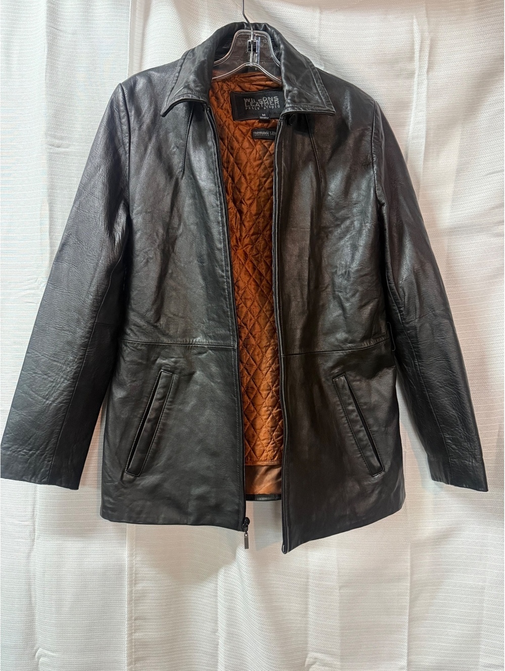 Wilsons Leather Women’s Black Leather Jacket with Quilted Lining, Size M